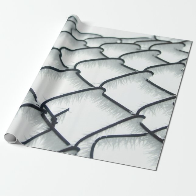 Black and white chain link fence wrapping paper (Unrolled)