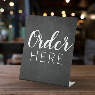 Black and White Chalkboard   Food Truck Order Here Pedestal Sign