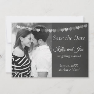 Black and White Chalkboard Photo Save the Date