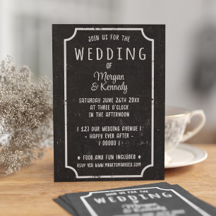 Black and White Chalkboard Wedding Invitation