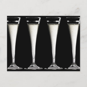 Black and White Champagne Glass Flutes Postcard