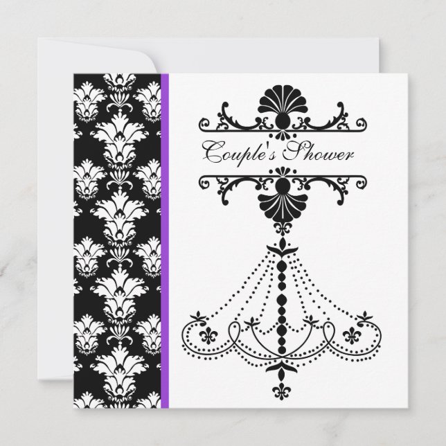 Black and White Chandelier  Couple's Shower Invite (Front)