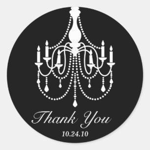 Black and White Chandelier Thank You Classic Round Sticker