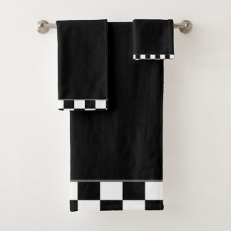 Black And White Check Bath Towel Set
