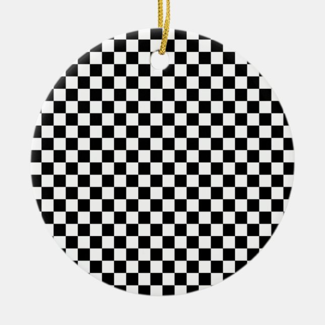 Black and White Check Christmas Ornament (Front)