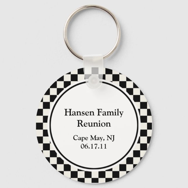 Black and White Check Family Reunion Keychain (Front)