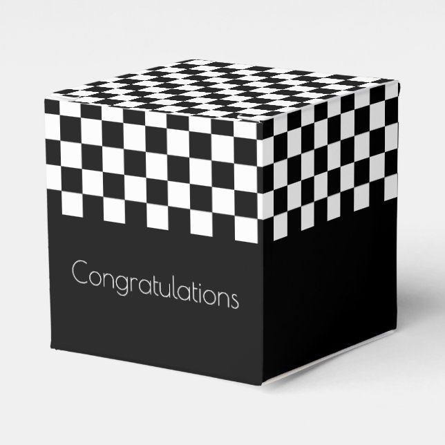 Black And White Check  Favour Box (Front Side)
