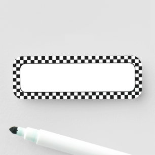 Black and White Check Name Tag