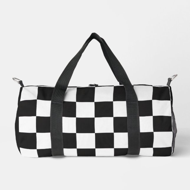 Black And White Check Pattern Classic  Duffle Bag (Front)
