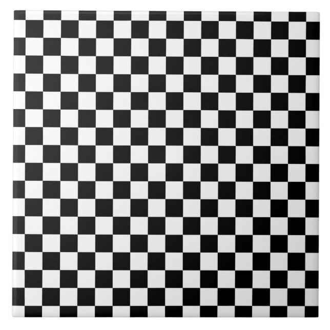 Black and White Check pattern Tile (Front)