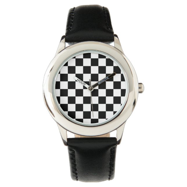 Black and White Check pattern Watch (Front)