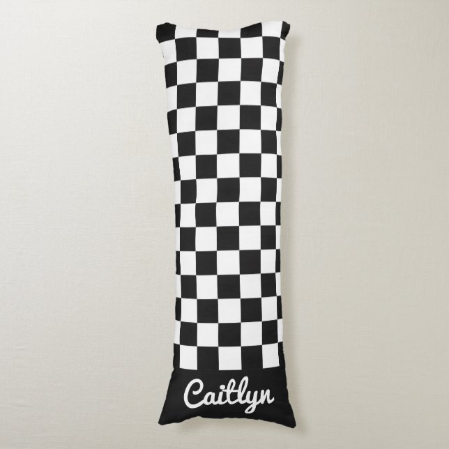 Black And White Check Retro Modern Customisable  Body Cushion (Front Vertical)