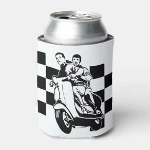 Black and white check scooter riders can cooler