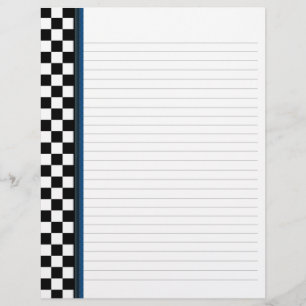Black and White Check with Blue Accent Binder