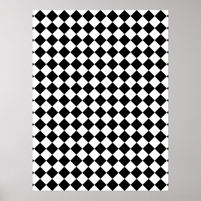 Black and White Checked Design Poster (Front)