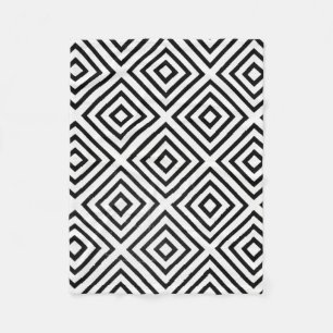 Black and white checked digital wallpaper fleece blanket