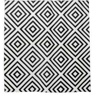 Black and white checked digital wallpaper shower curtain