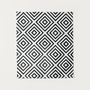 Black and white checked digital wallpaper tapestry