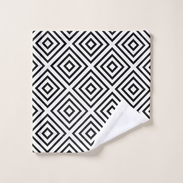 Black and white checked digital wallpaper wash cloth (Wash Cloth)