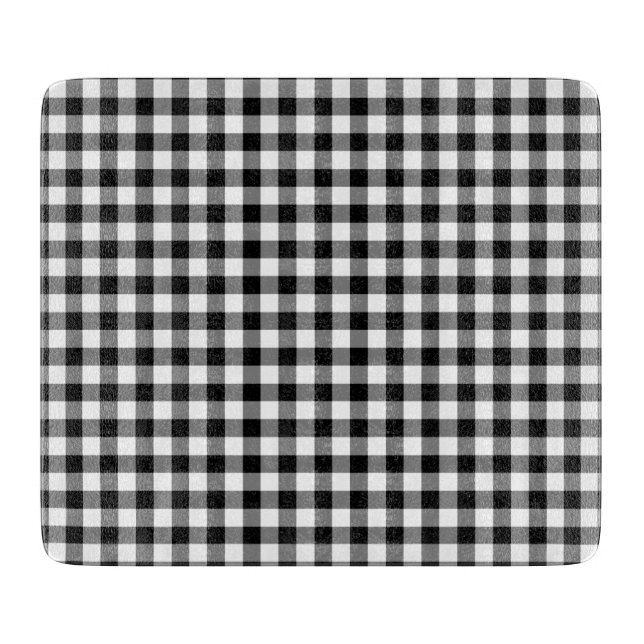 Black And White Checked Gingham Pattern Cutting Board (Front)