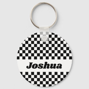 Black and White Checker Flag Key Ring