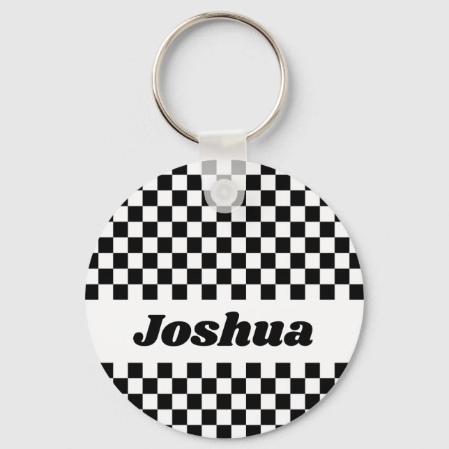 Black and White Checker Flag Key Ring (Front)