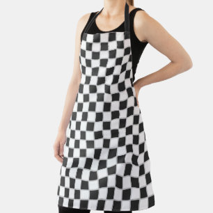 Black and White Checker Pattern Apron