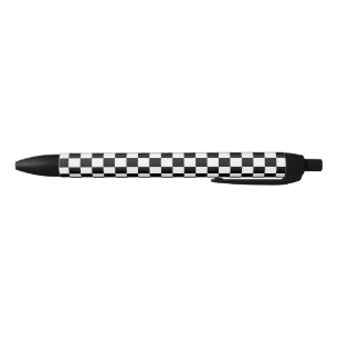 Black and White Checkerboard Black Ink Pen