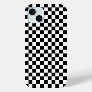 Black and white checkerboard pattern iPhone 15 mini case