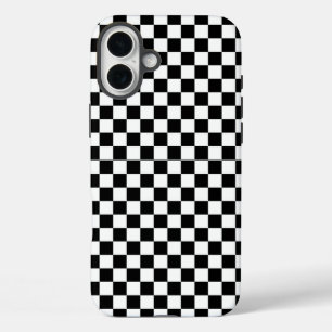 Black and white checkerboard pattern  iPhone 16 plus case