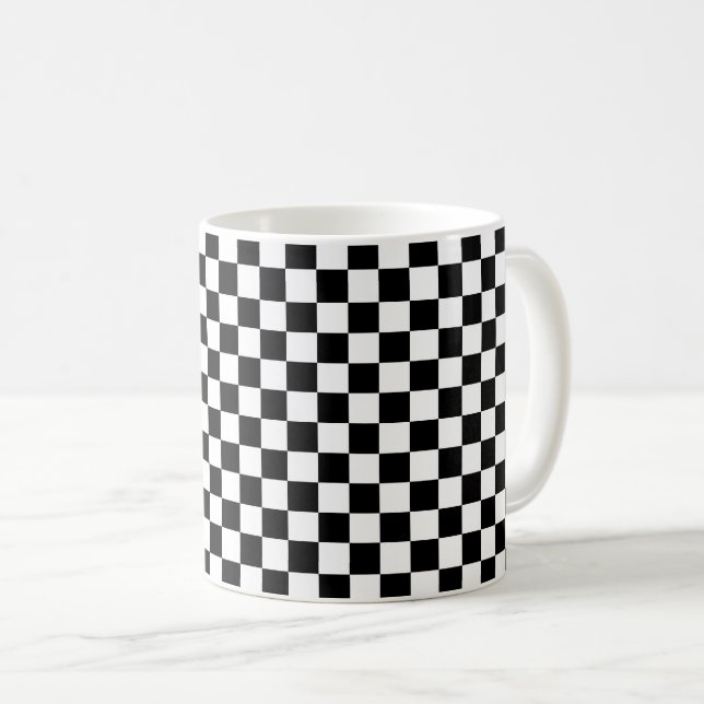 Black and white checkerboard pattern  coffee mug (Front Right)
