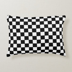 Black and White Checkerboard Pattern Decorative Cushion