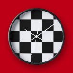 Black and White Checkerboard Retro Wall Clock<br><div class="desc">Features a retro black and white checkerboard pattern. For more black and white checkerboard decor visit the rest of this shop!</div>