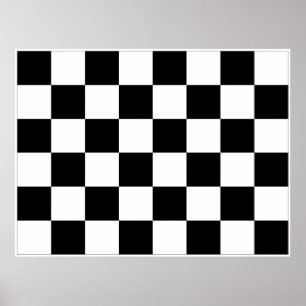 Black and White Checkered Auto Racing Flag Poster