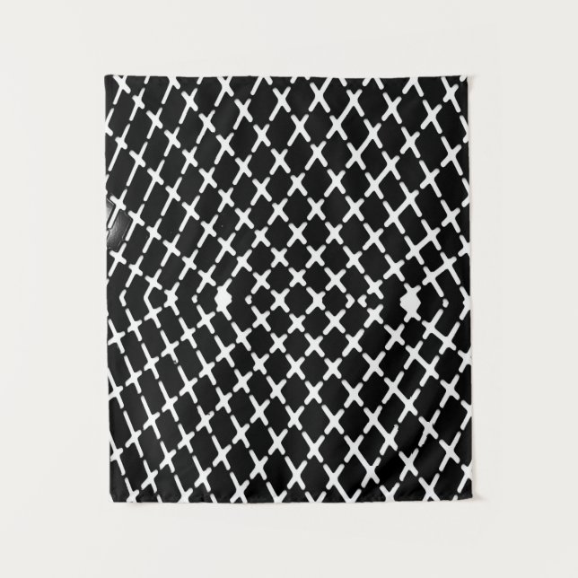 Black and white checkered illustration tapestry (Front)