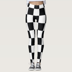 Black and White Checkered Pattern Leggings