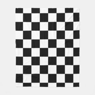Black and White Checkered Square Pattern Fleece Blanket