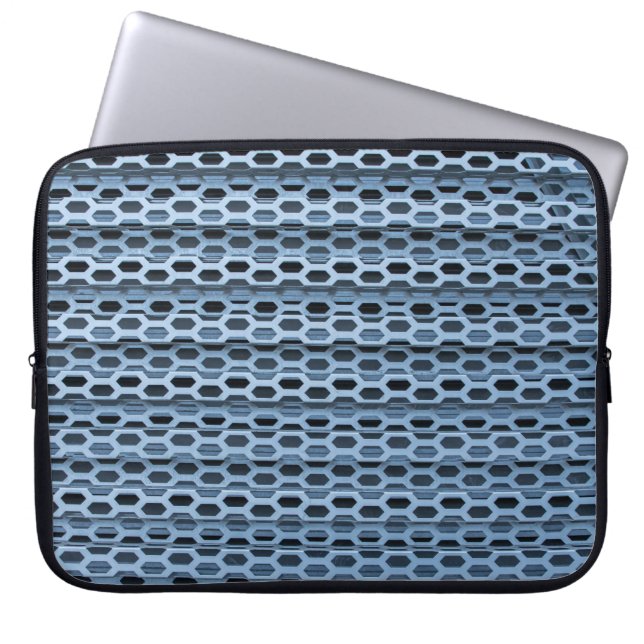 Black and white checkered textile laptop sleeve (Front)