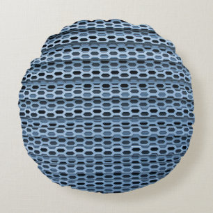 Black and white checkered textile round cushion
