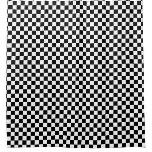 Black and White Checkers HAMbyWG Shower Curtain 