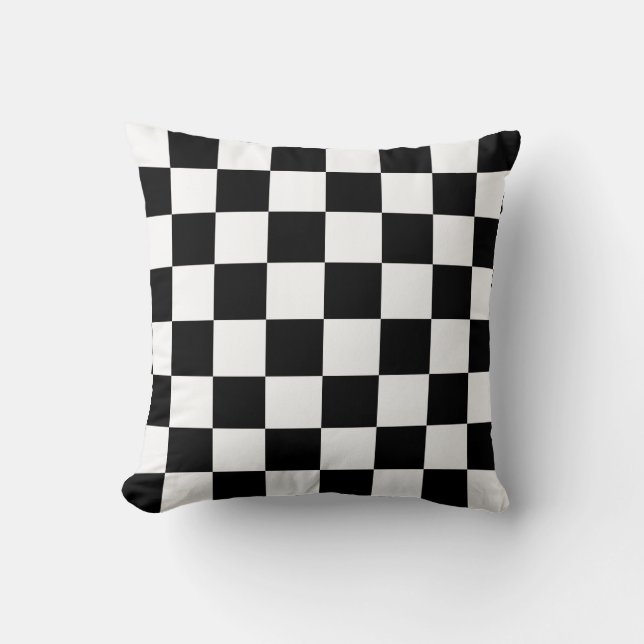 Black and White Checks Cushion (Front)