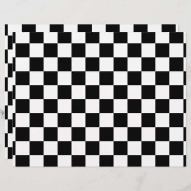 Black and White Checks Double-sided Paper  (Front/Back)