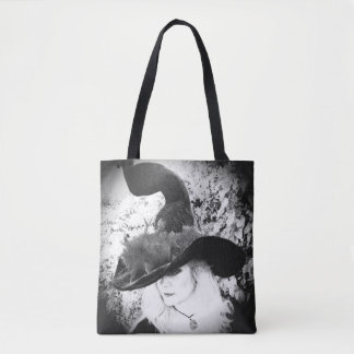 Black and White Cheeky Witch Wiccan Pagan Tote Bag