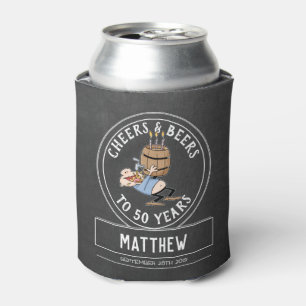 Black And White Cheers And Beers 50th Birthday Can Cooler