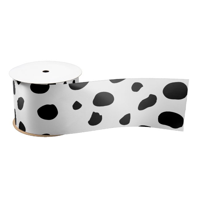 Black And White Cheetah Spots  Satin Ribbon (Spool)