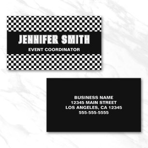 Black and White Chequerboard Bold Minimalist Business Card