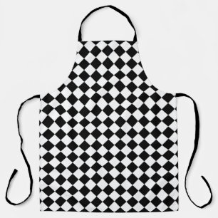 Black And White Chequerboard Chequered Flag Design Apron