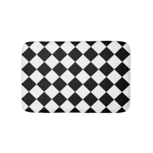 Black And White Chequerboard Chequered Flag Design Bath Mat