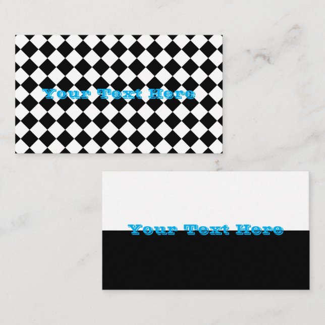 Black And White Chequerboard Chequered Flag Design Business Card (Front/Back)