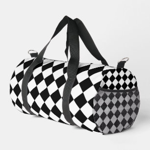 Black And White Chequerboard Chequered Flag Design Duffle Bag